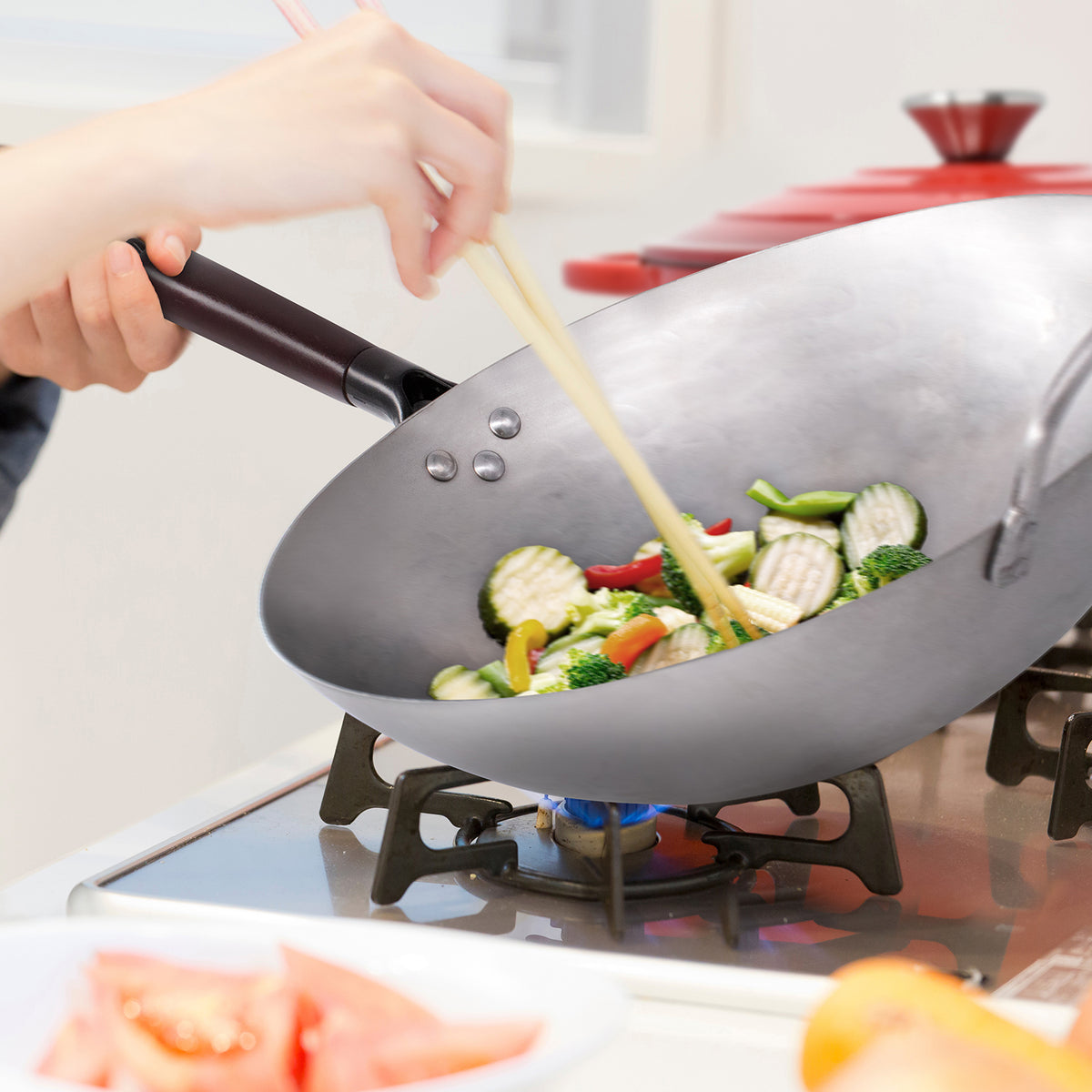 Carbon Steel Wok - Silver - 35cm