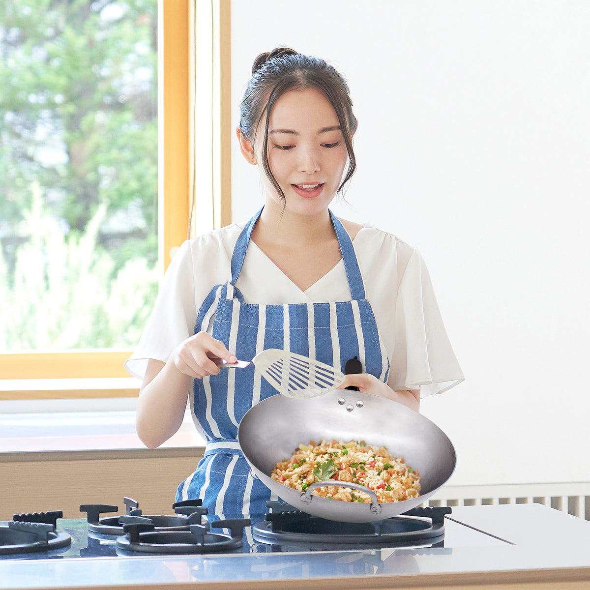 Carbon Steel Wok - Silver - 35cm