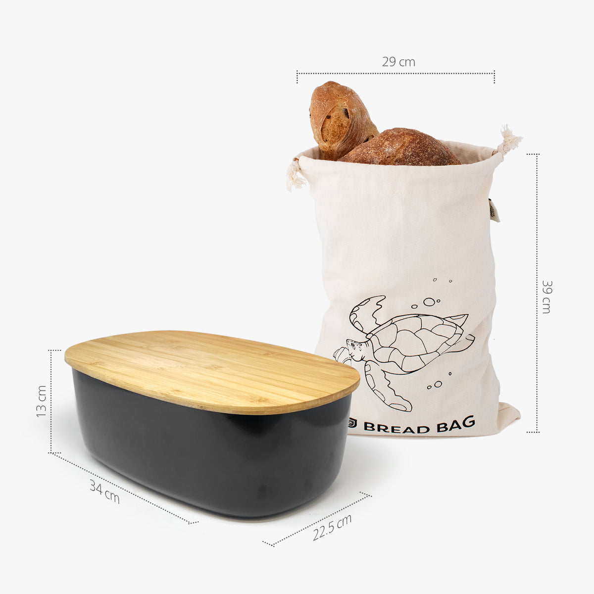 Bread Bin with Black Bag