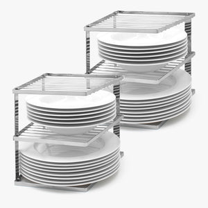 Corner Plate Dish Rack - Silver - 2pcs