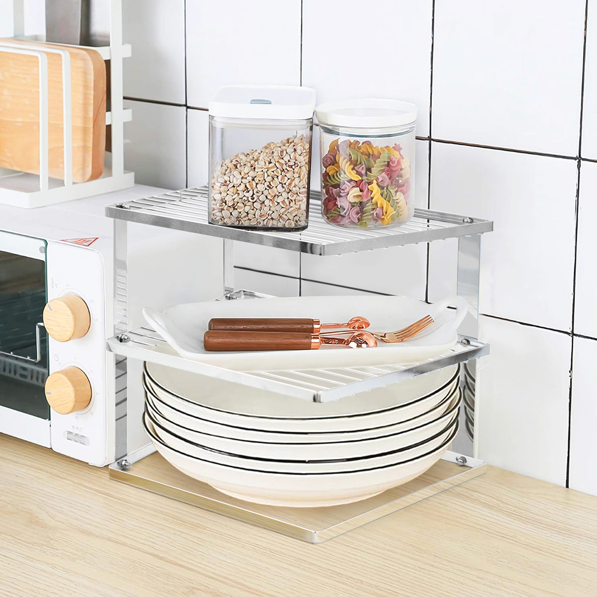 Corner Plate Dish Rack - Silver - 2pcs