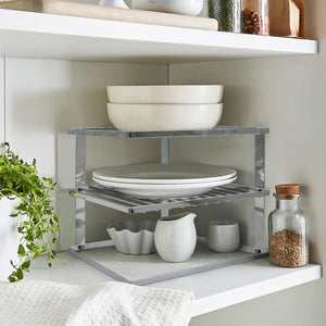 Corner Plate Dish Rack - Silver - 2pcs