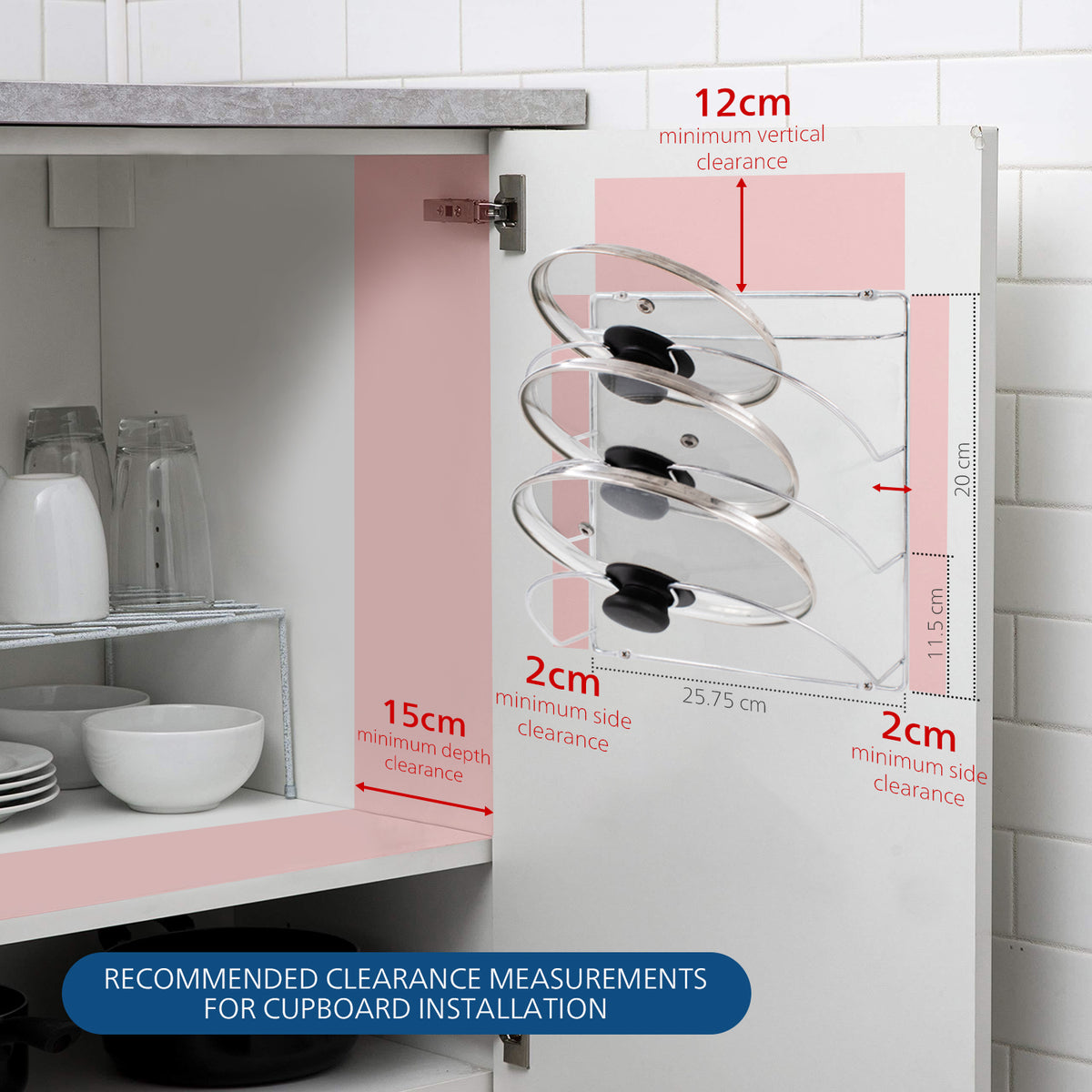Wall Mounted Pan Lid Holder 3 Tier