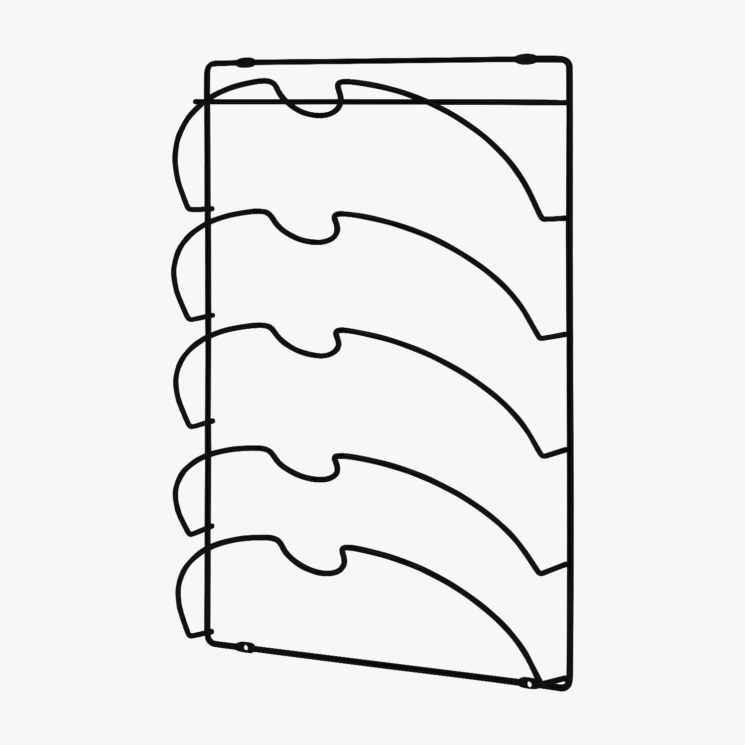 Wall Mounted Pan Lid Holder 5 Tier - Black