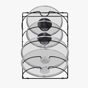 Wall Mounted Pan Lid Holder 5 Tier - Black