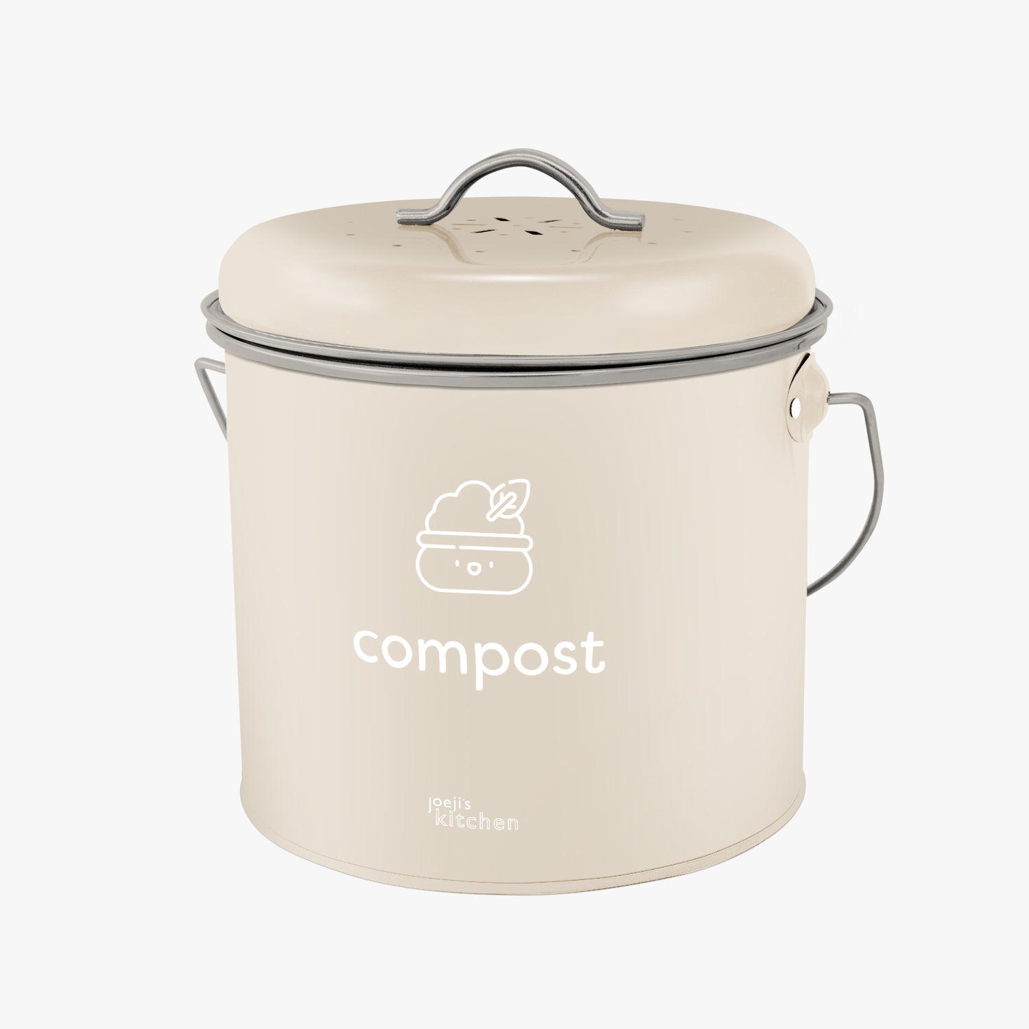 Small Compost Bin Kitchen with Carbon Filters - 3L - Cream