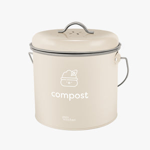 Small Compost Bin Kitchen with Carbon Filters - 3L - Cream