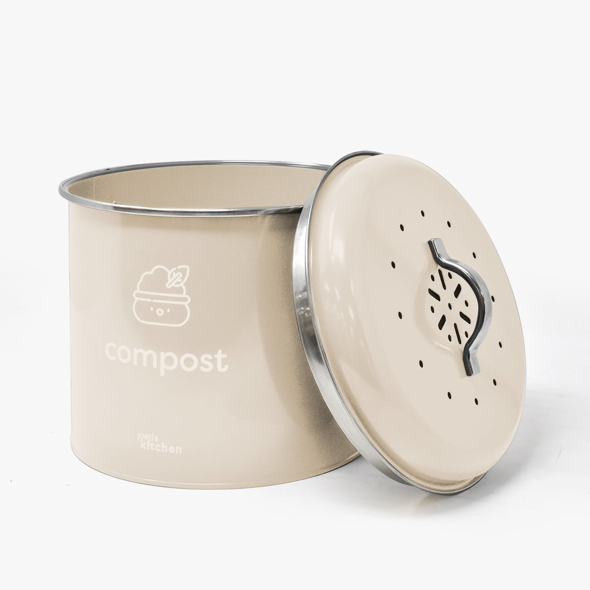 Small Compost Bin Kitchen with Carbon Filters - 3L - Cream