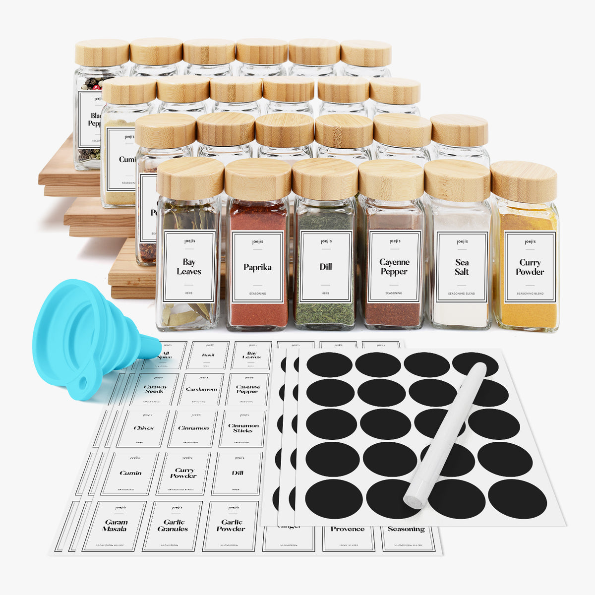 24 Bamboo Spice Jars