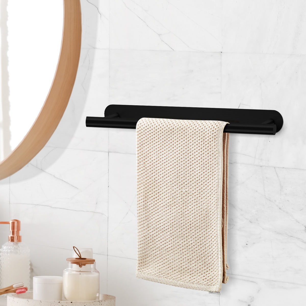 Stainless Steel Bathroom Towel Rack 40cm - Black