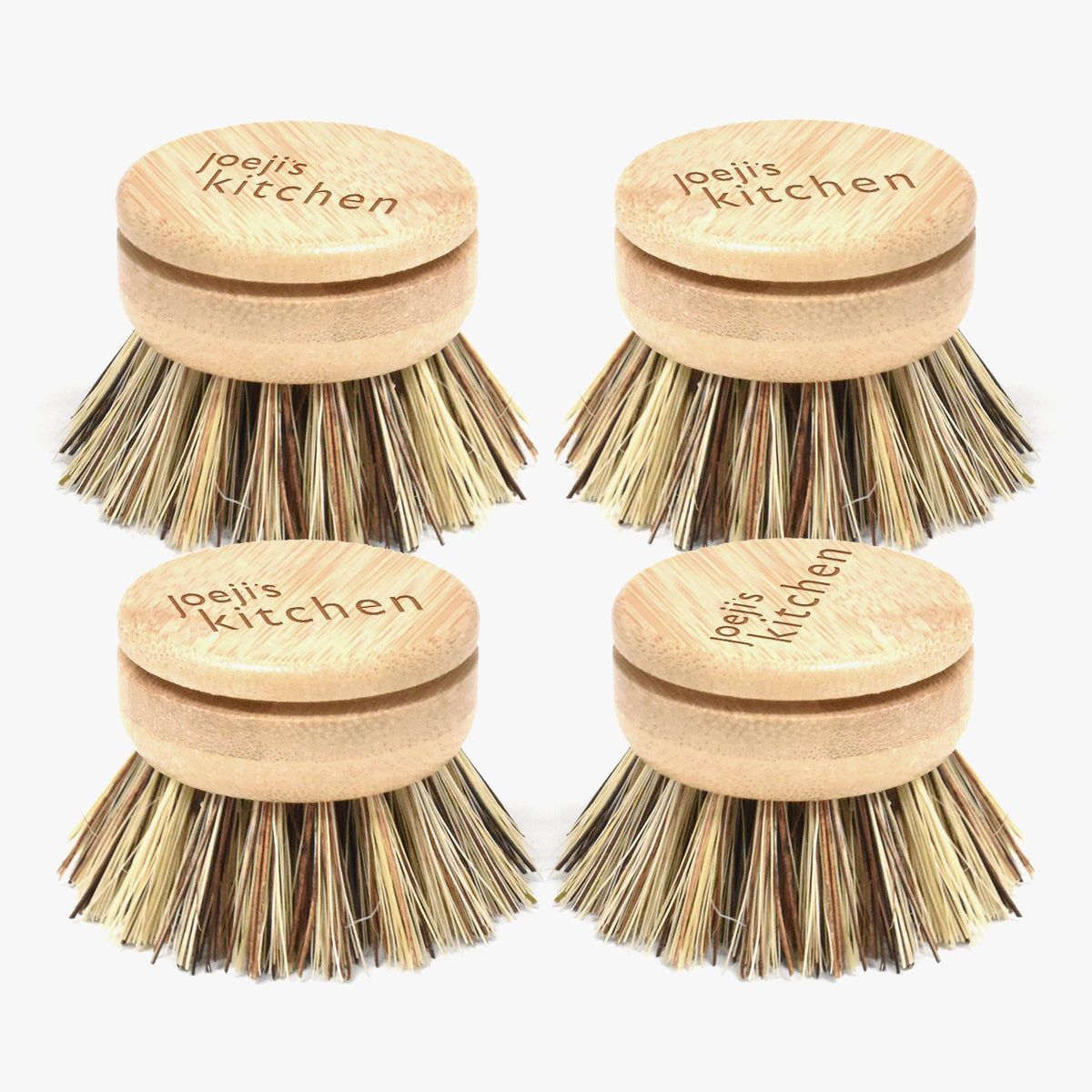 Bamboo Dish Brush Cleaning Set of 4 - Hard