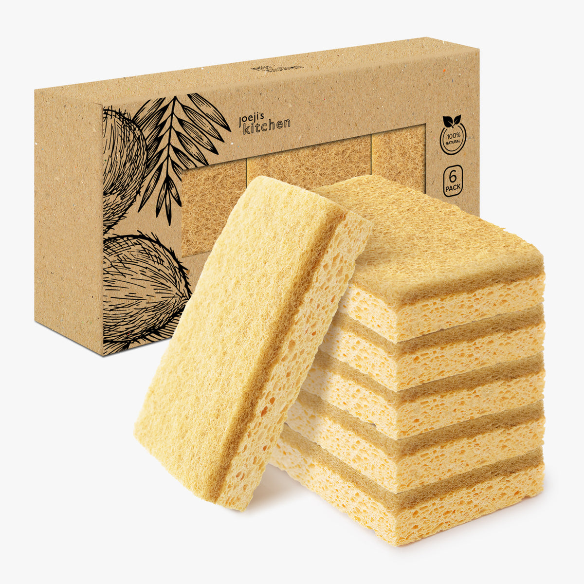 Zero Waste Natural Biodegradable Dish Sponge Pack of 6