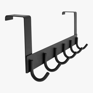 Over The Door Hooks Stainless Steel in Black 40cm with 6 Door Hooks