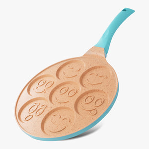 Emoji Pancake Pan 7 Hole 26.6cm - Blue Handle