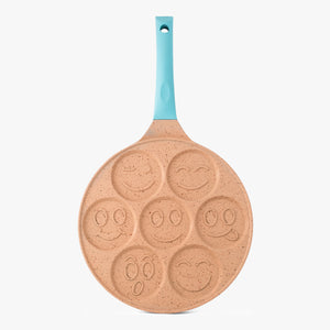 Emoji Pancake Pan 7 Hole 26.6cm - Blue Handle
