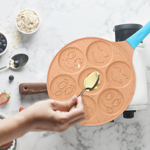 Emoji Pancake Pan 7 Hole 26.6cm - Blue Handle