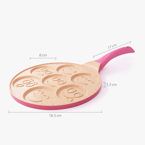 Emoji Pancake Pan 7 Hole 26.6cm - Pink Handle