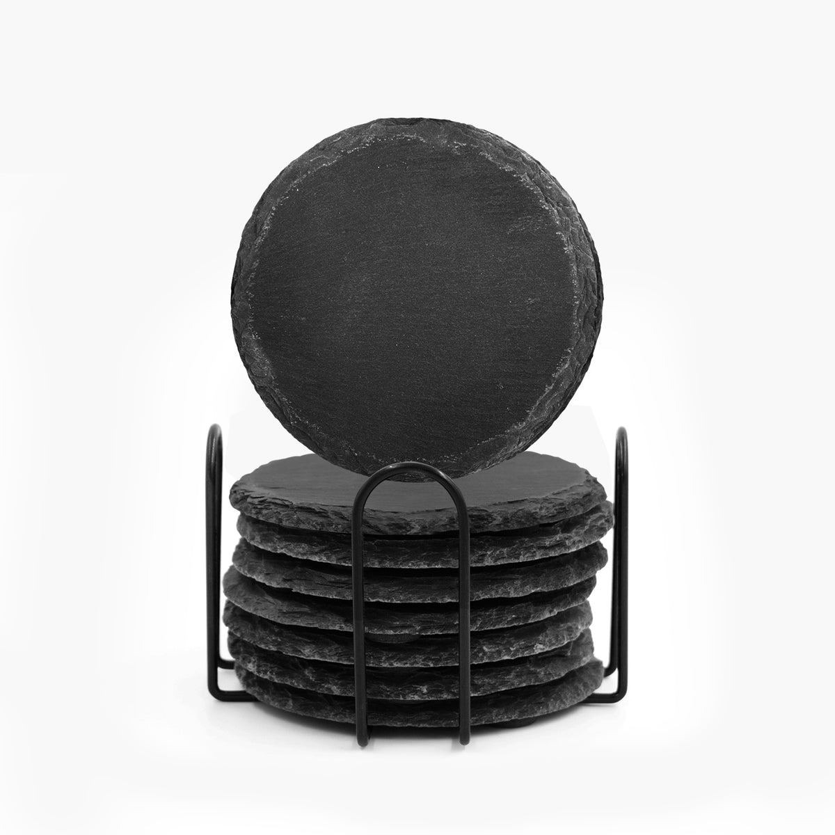 Slate Coasters 8pcs with Bamboo Storage