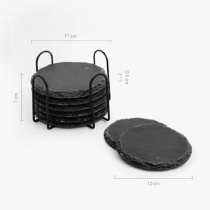 Slate Coasters 8pcs with Bamboo Storage