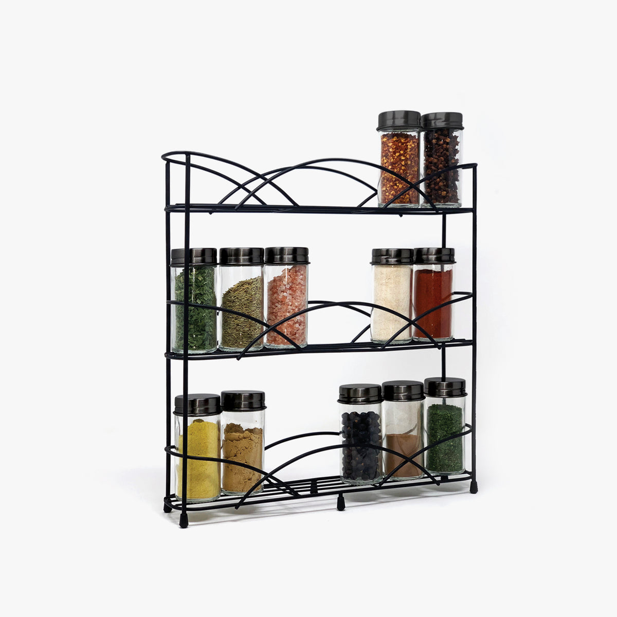 Black Spice Rack + 14 Jars