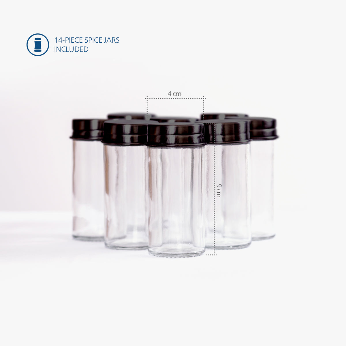 Black Spice Rack + 14 Jars