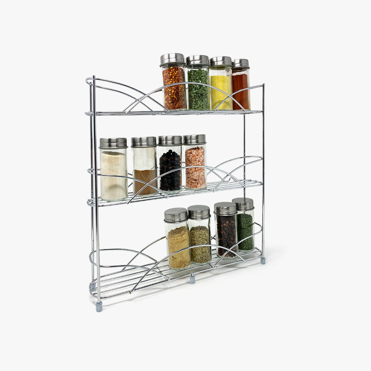 Silver Spice Rack + 14 Jars
