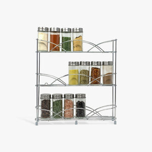 Silver Spice Rack + 14 Jars