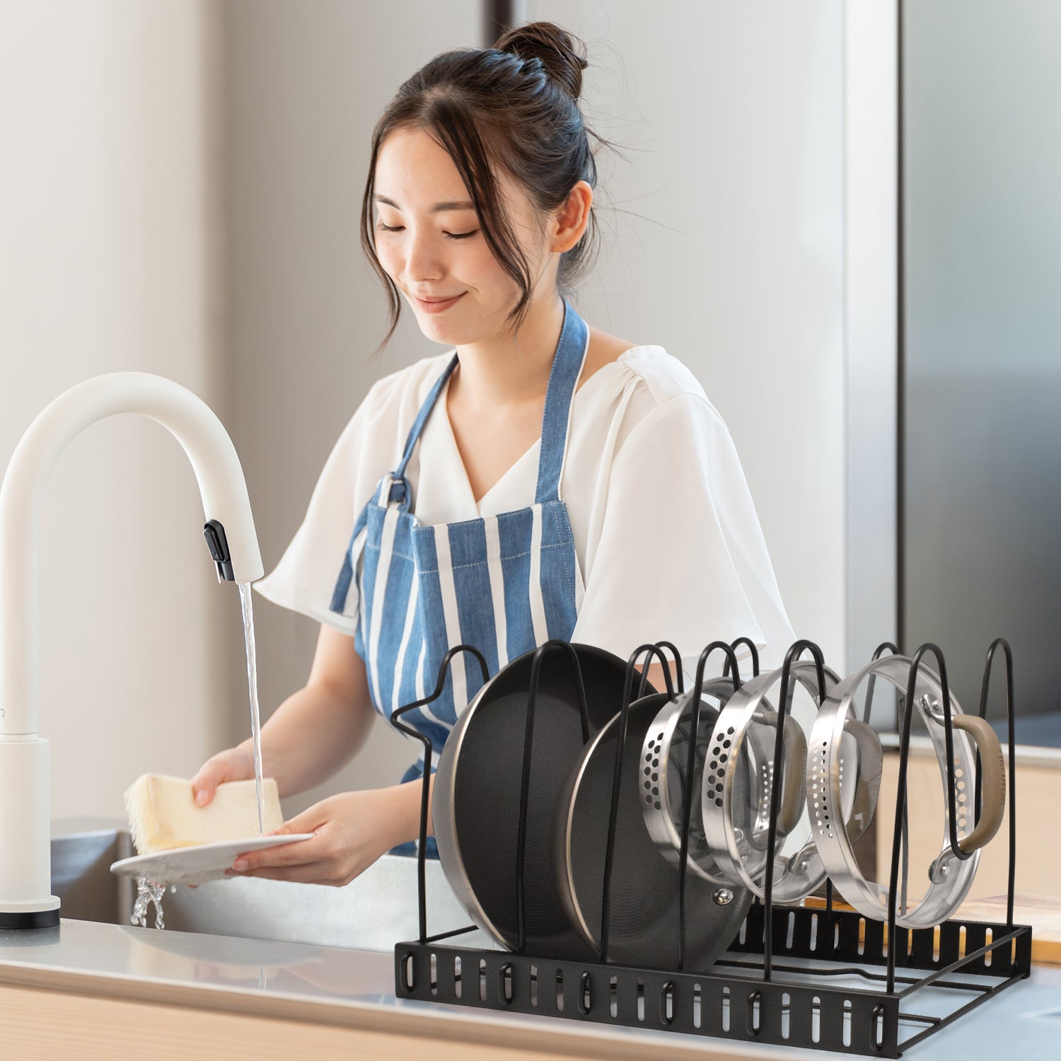 Porte-casseroles, 8 niveaux amovibles et réglables en hauteur, organisateur  de