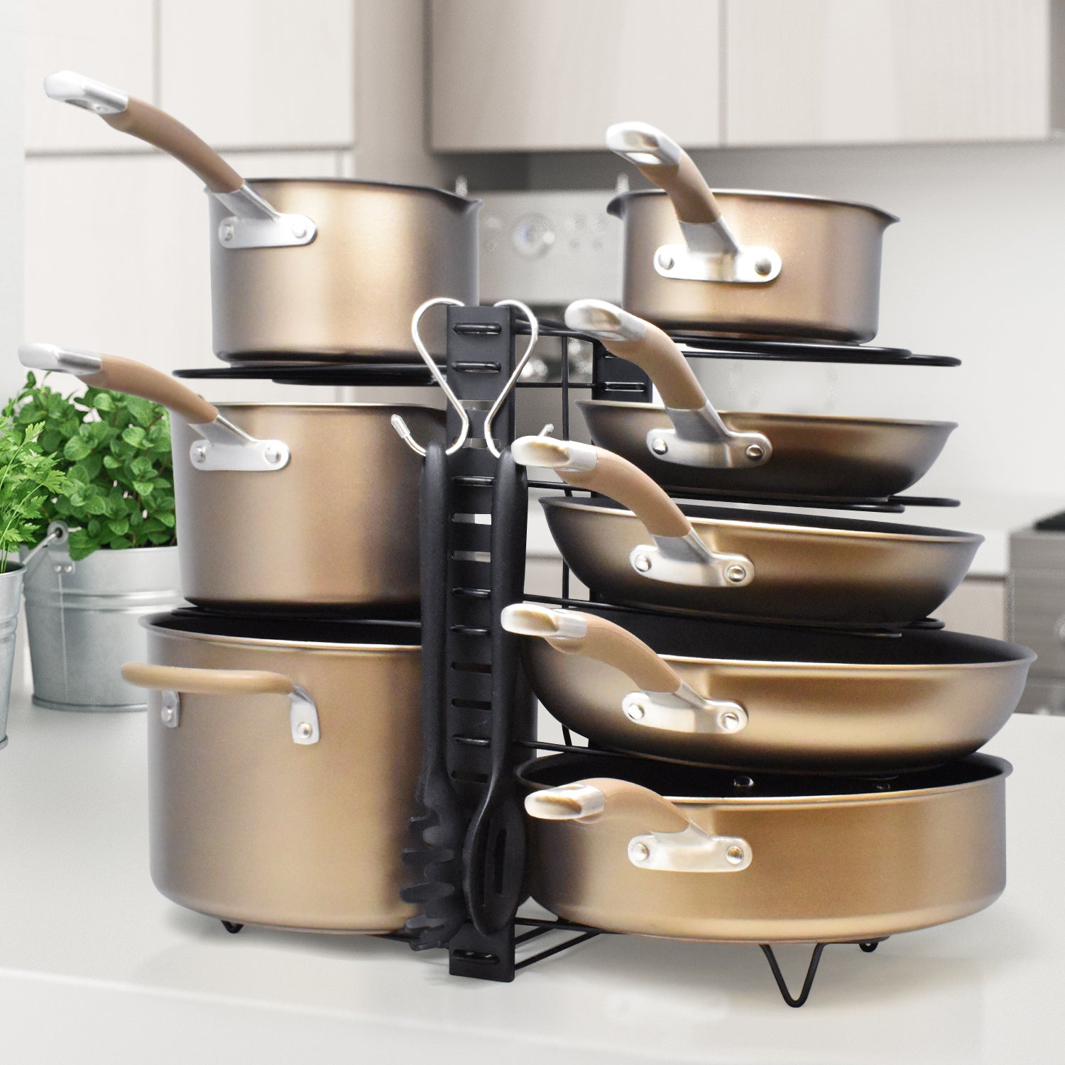 1pc Porte-casseroles Organisateurs, 8 Niveaux Organisateur De Casseroles Et Poêles  Pour L'organisation Et Le