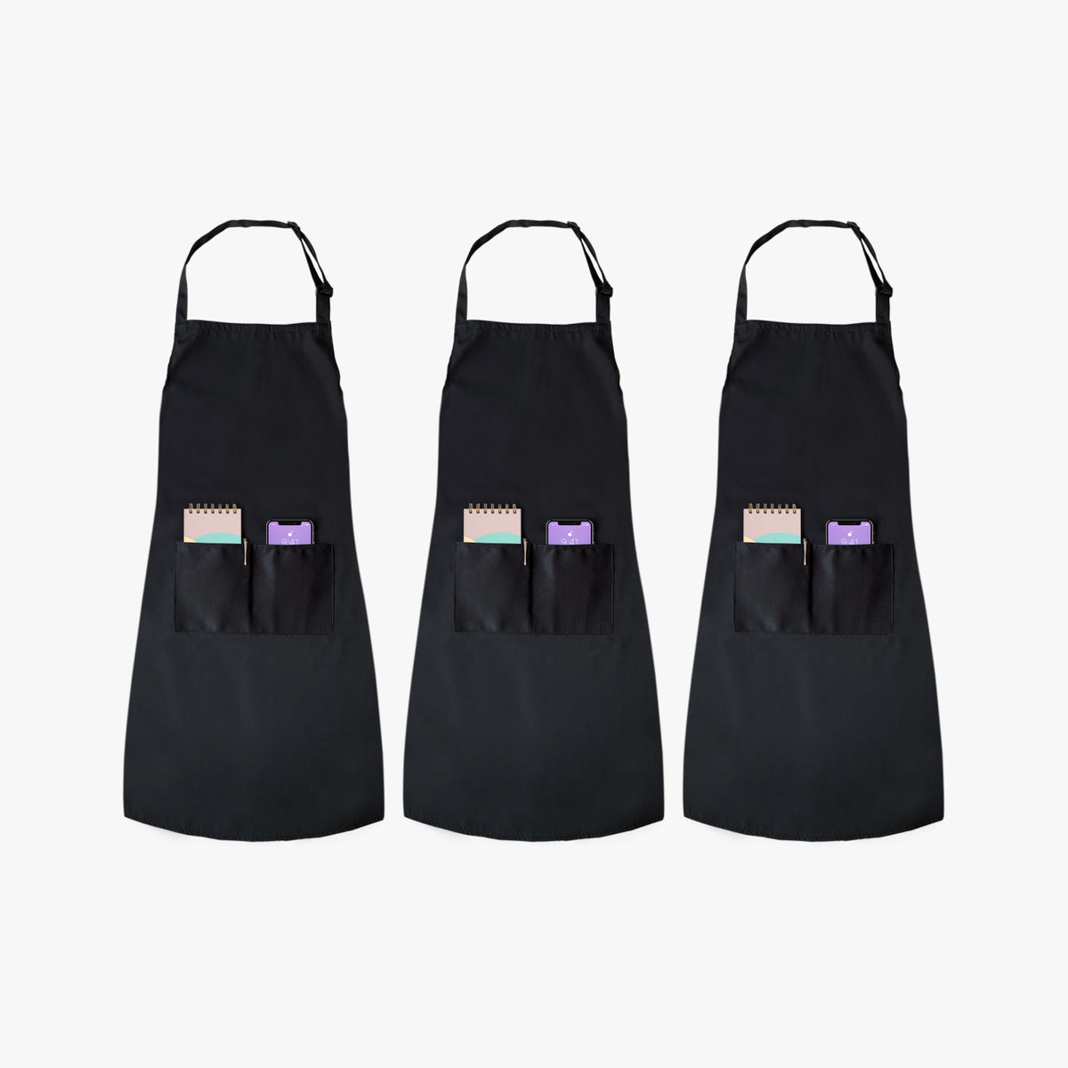 Black Aprons 3 Piece Set
