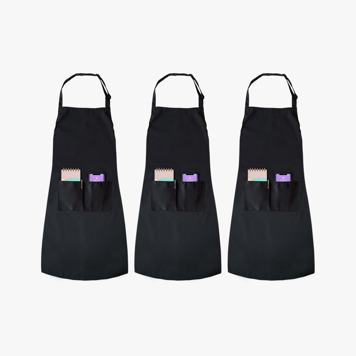 Black Aprons 3 Piece Set