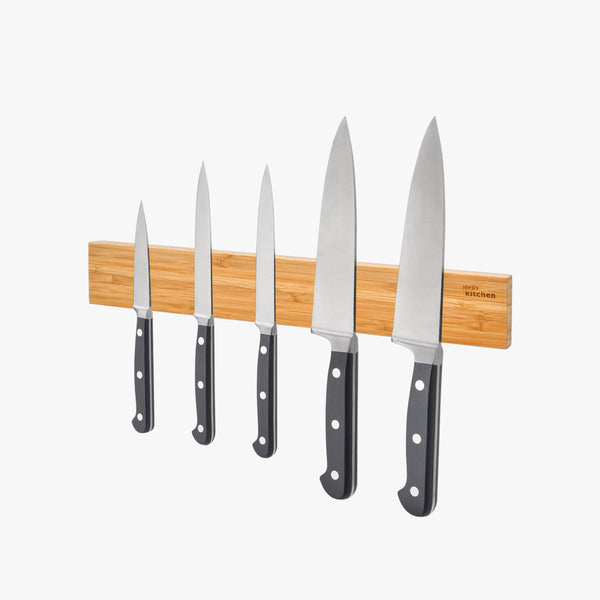 CUCINO Porte-Couteaux Mural Magnétique 25,4cm Sans Perçage - Extra Puissant En Bambou Avec Adhésif 3M