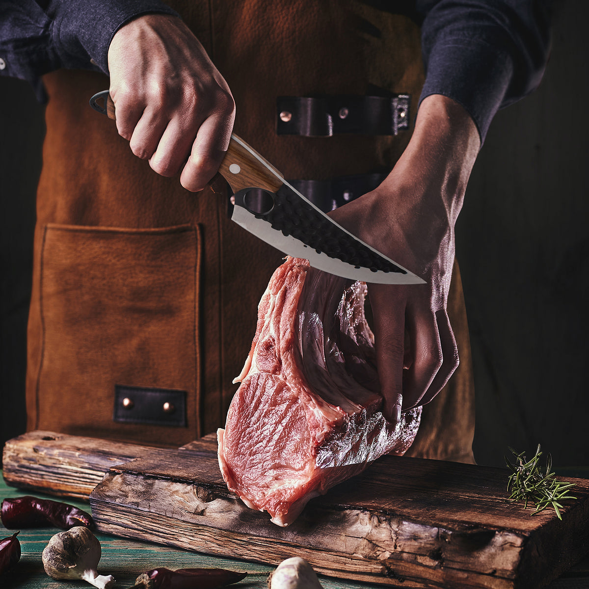 Butchers Knife Cutting Meat