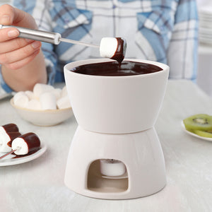 Ceramic Cheese Fondue Set With Forks And Candle Chocolate - Temu