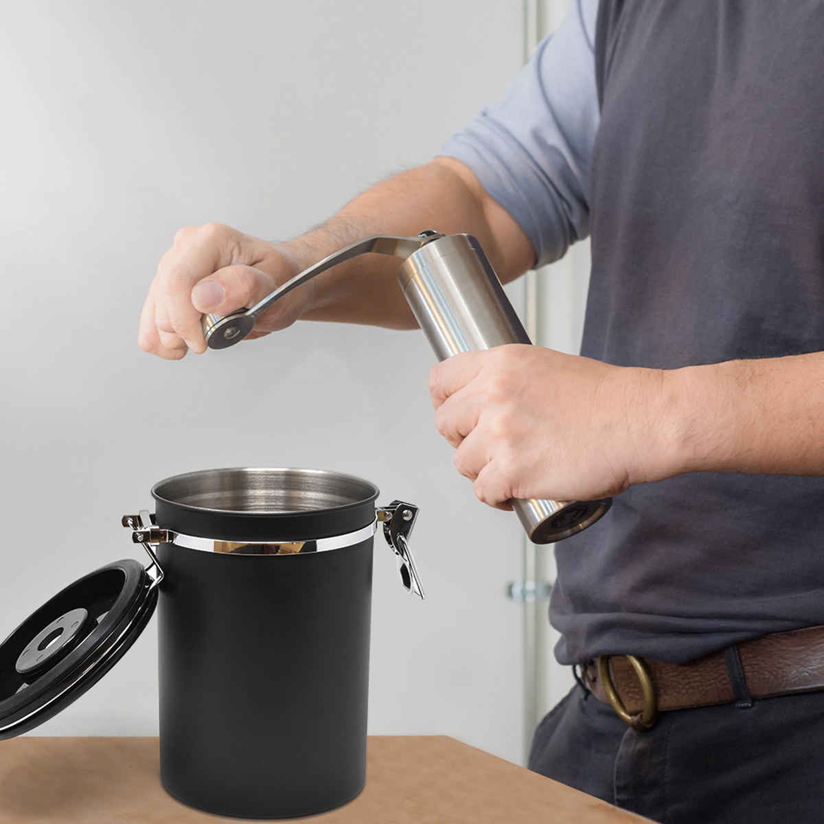 Tea Coffee Sugar Canister Container - Black Kit