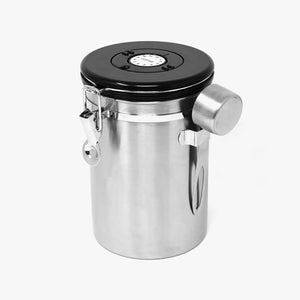Tea Coffee Sugar Canister Container Silver Side View