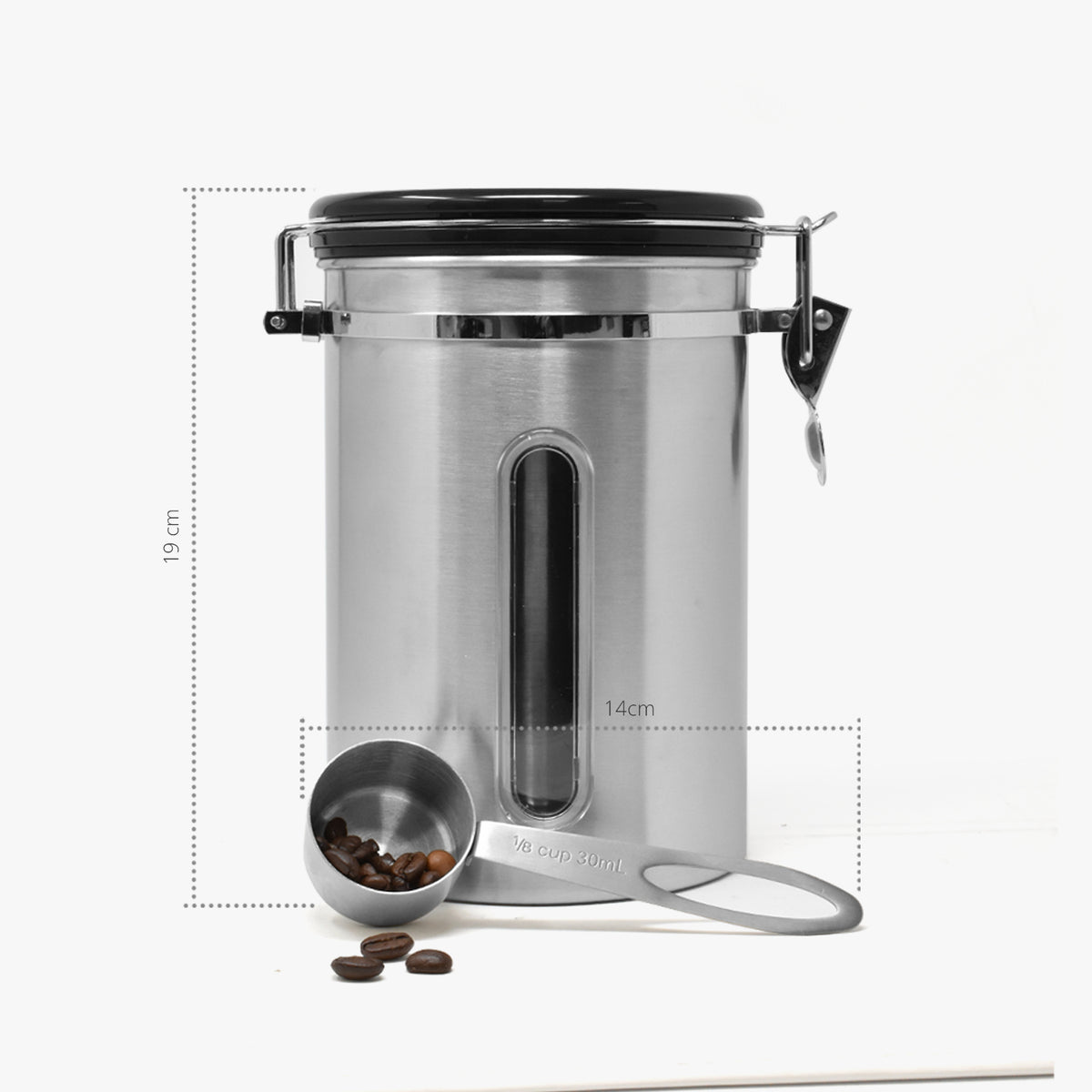 Tea Coffee Sugar Canister Container Silver Size