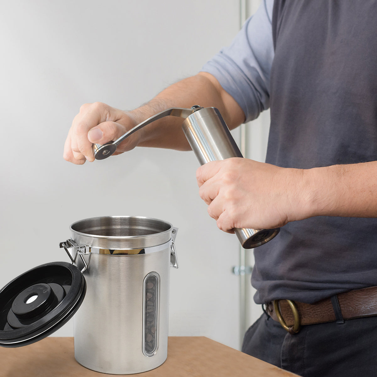 Tea Coffee Sugar Canister Container - Silver Kit