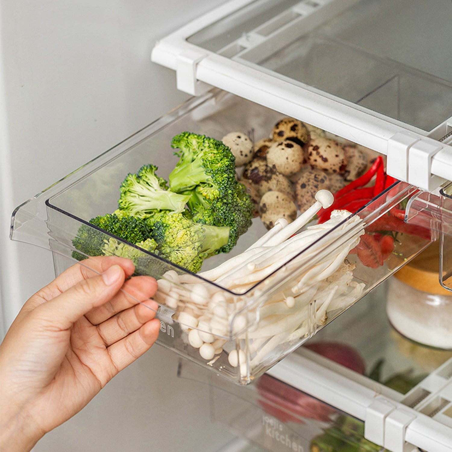 Kühlschrank-Organizer-Schublade – Ausziehbare Aufbewahrungsbox Für Eier, Obst, Gemüse & Co., Transparent, 2 Stile