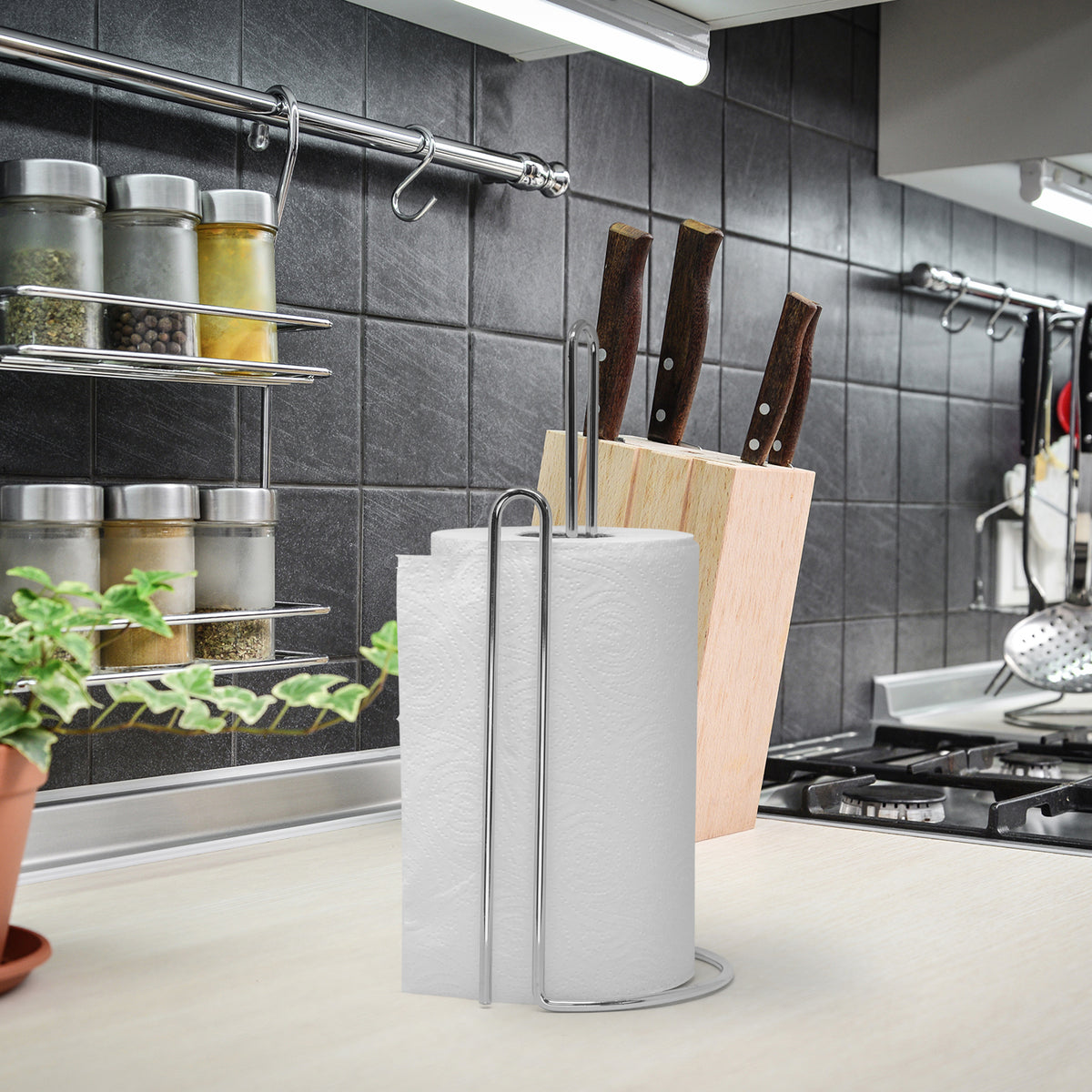 Rose Gold Standing Kitchen Roll Holder