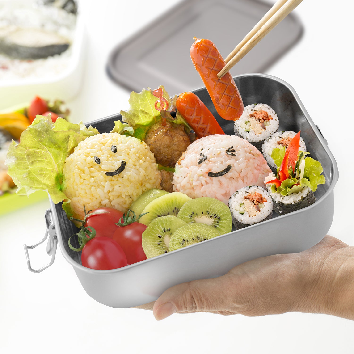 MANFAITH,Steel Lunch Box,Hot Lunch Box,Stainless Steel Bento Lunch