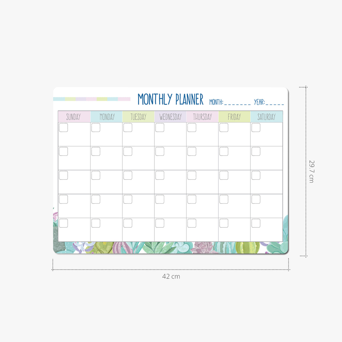 Monthly Whiteboard Planner Size