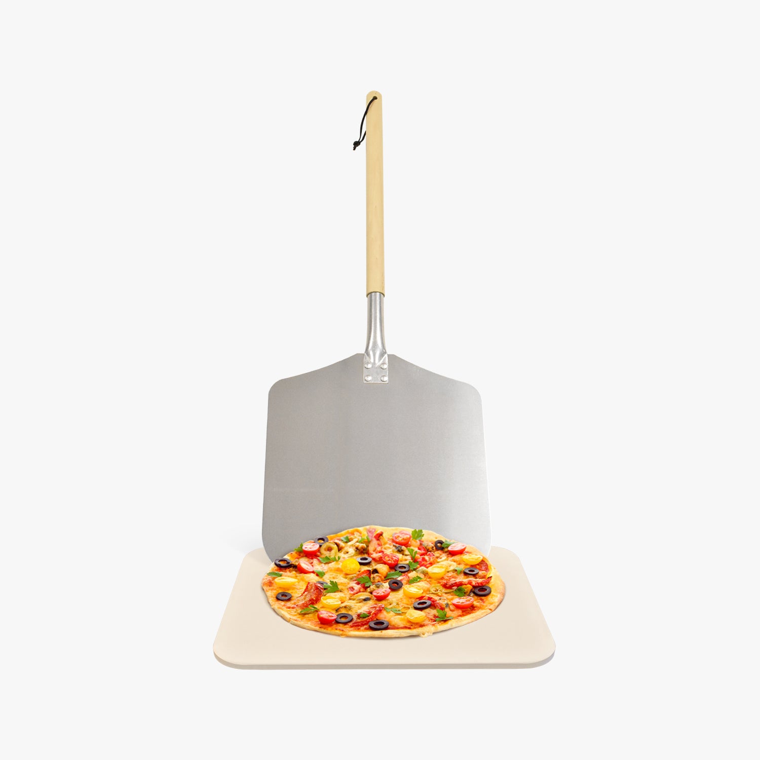 Piedra para pizza para horno y parrilla con paleta de madera para cáscara  de pizza y cortador de pizza - Asas de servir desmontables - Accesorios  para
