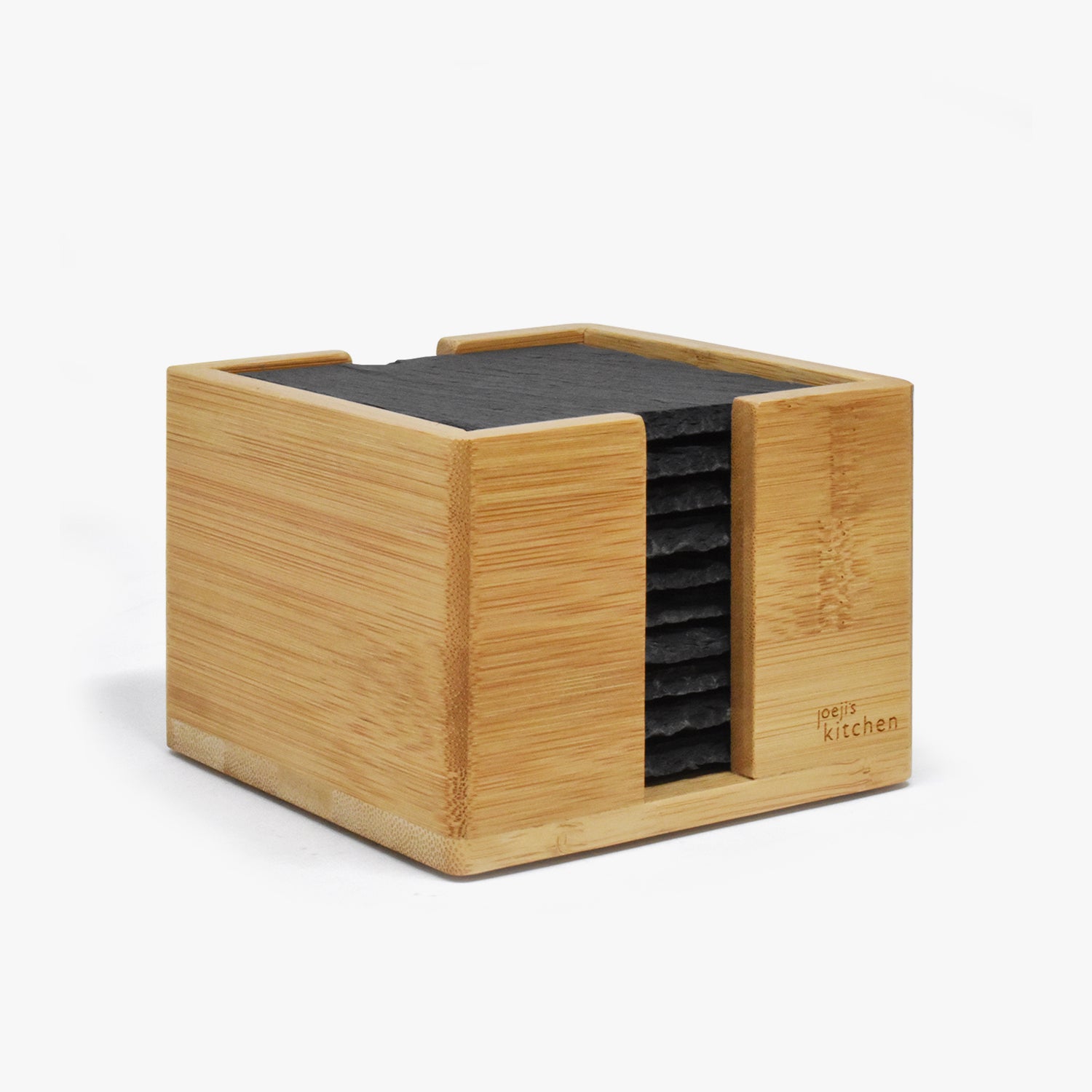 Slate Coasters 10pcs with Bamboo Storage