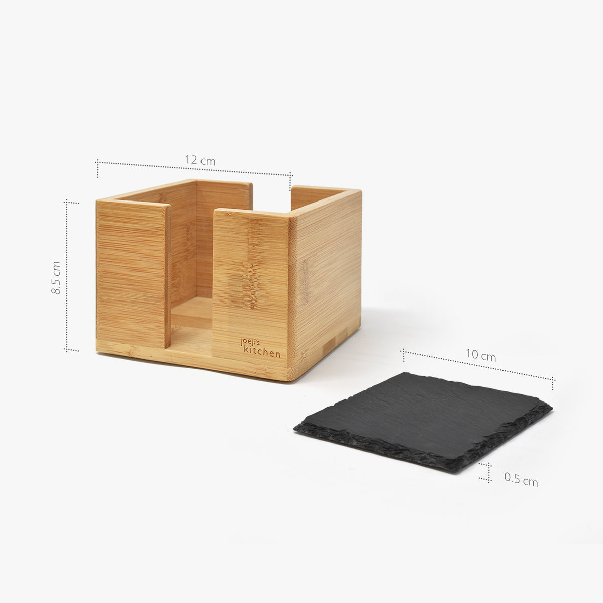 Slate Coasters 10pcs with Bamboo Storage Size