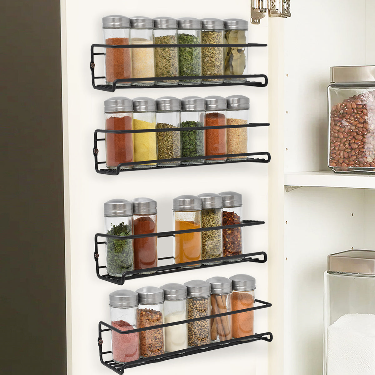 Black Wall Spice Rack Organizer