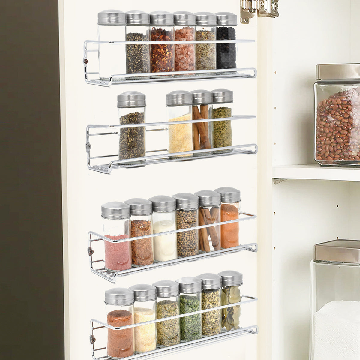Silver Wall Spice Rack Organizer
