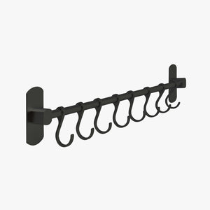 Black kitchen rail with hooks deals