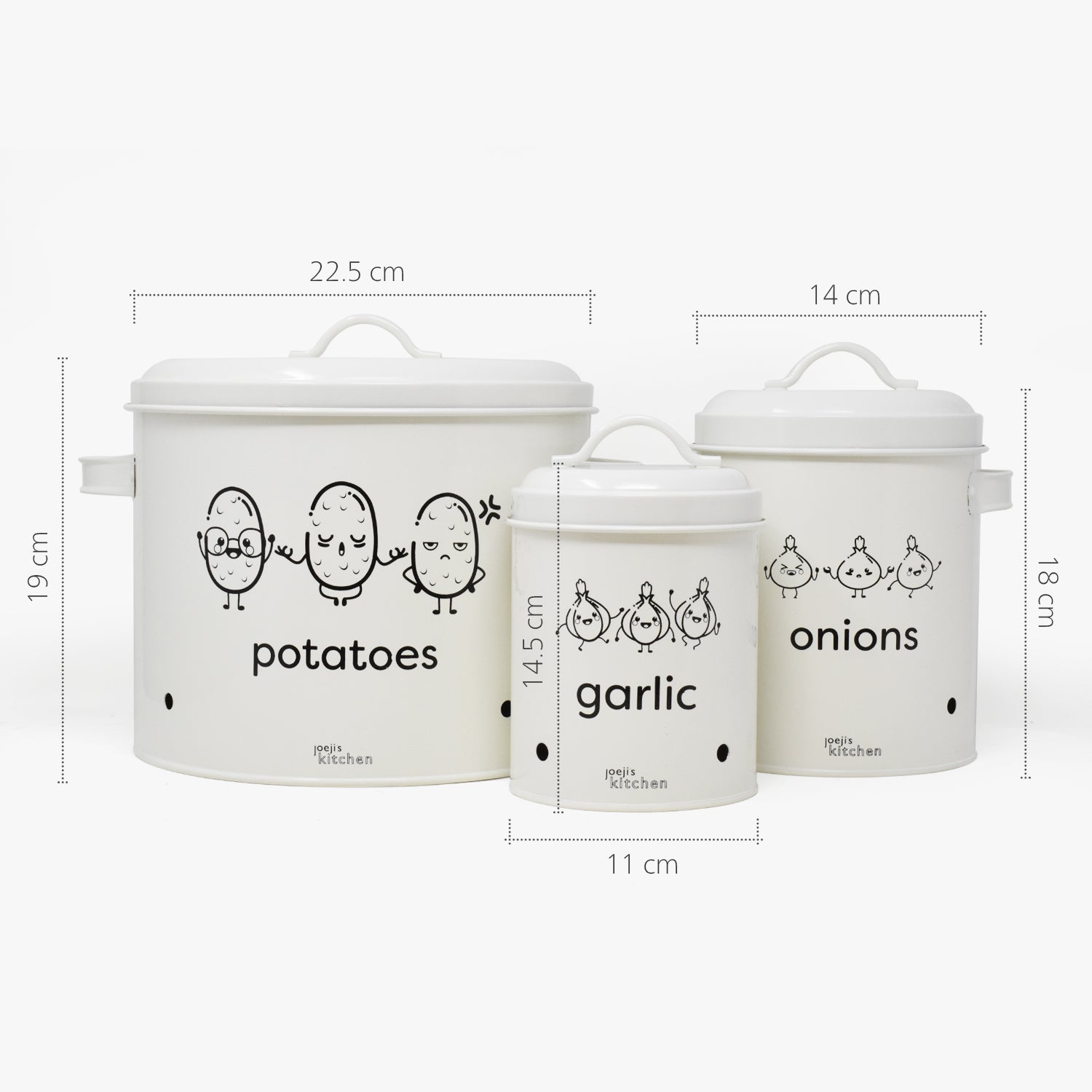 Set Of 3 Potato, Onion And Garlic Tin Food Storage Container Kitchen  Vegetable Storage Tins Fruit Pot Vegetable Basket Easy To Save (white)